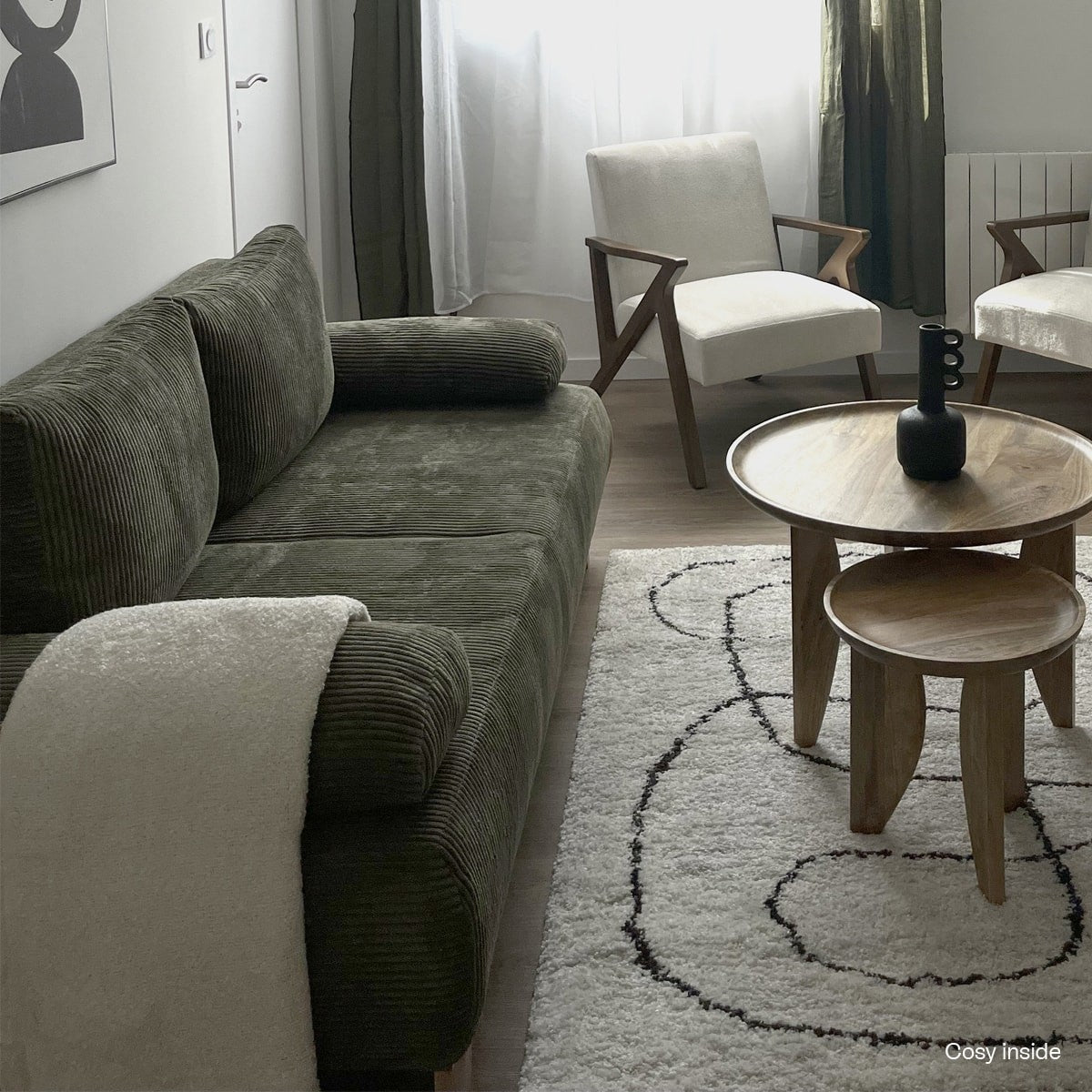 Laria - Sovesofa - Fløjl - Kakigrøn