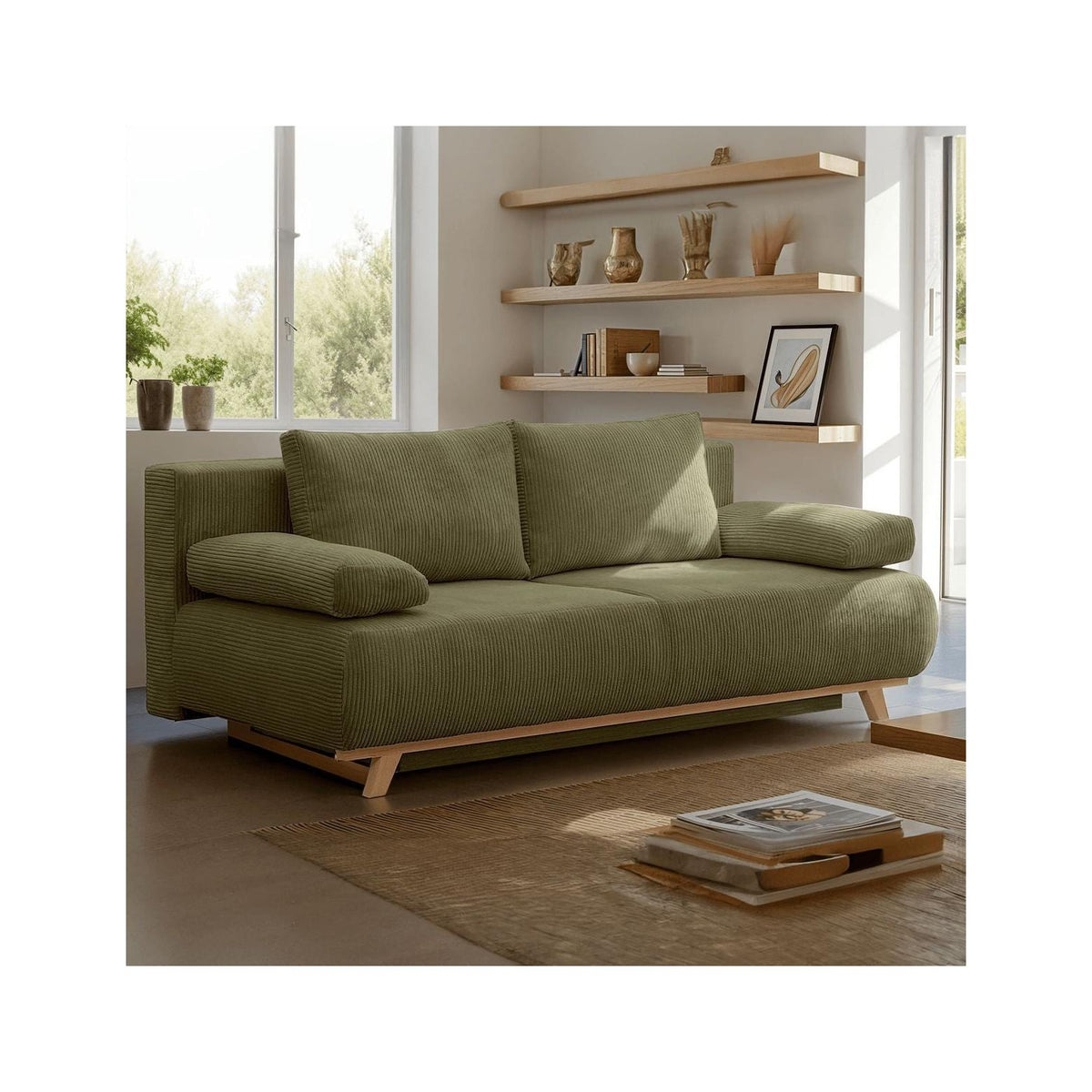 Laria - Sovesofa - Fløjl - Kakigrøn