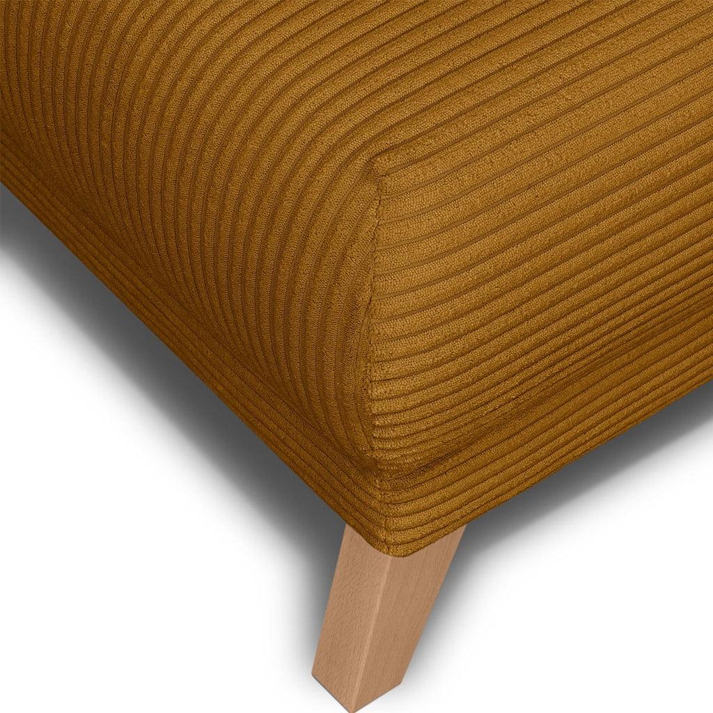 Laria - Pouf en Velours Côtelé - Jaune Moutarde