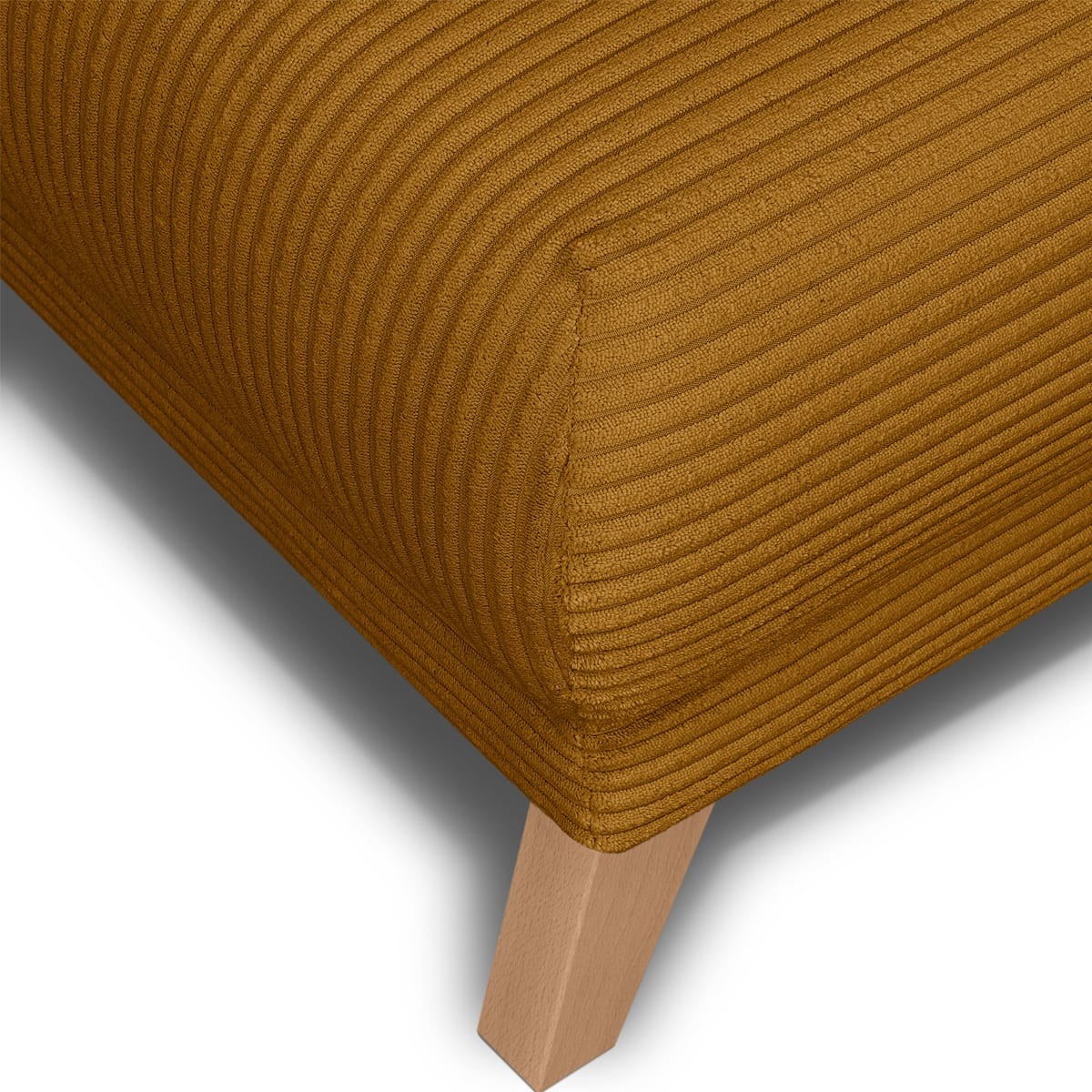 Laria - Pouf en Velours Côtelé - Jaune Moutarde