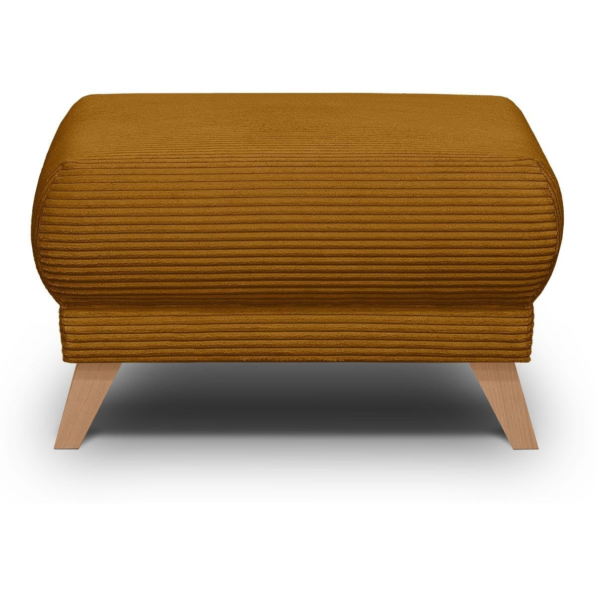 Laria - Pouf en Velours Côtelé - Jaune Moutarde