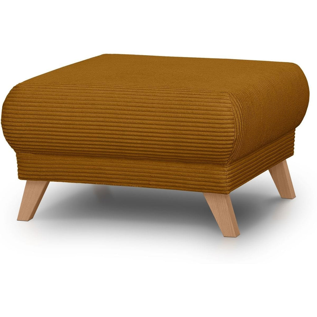 Laria - Pouf en Velours Côtelé - Jaune Moutarde