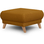 Laria - Pouf en Velours Côtelé - Jaune Moutarde