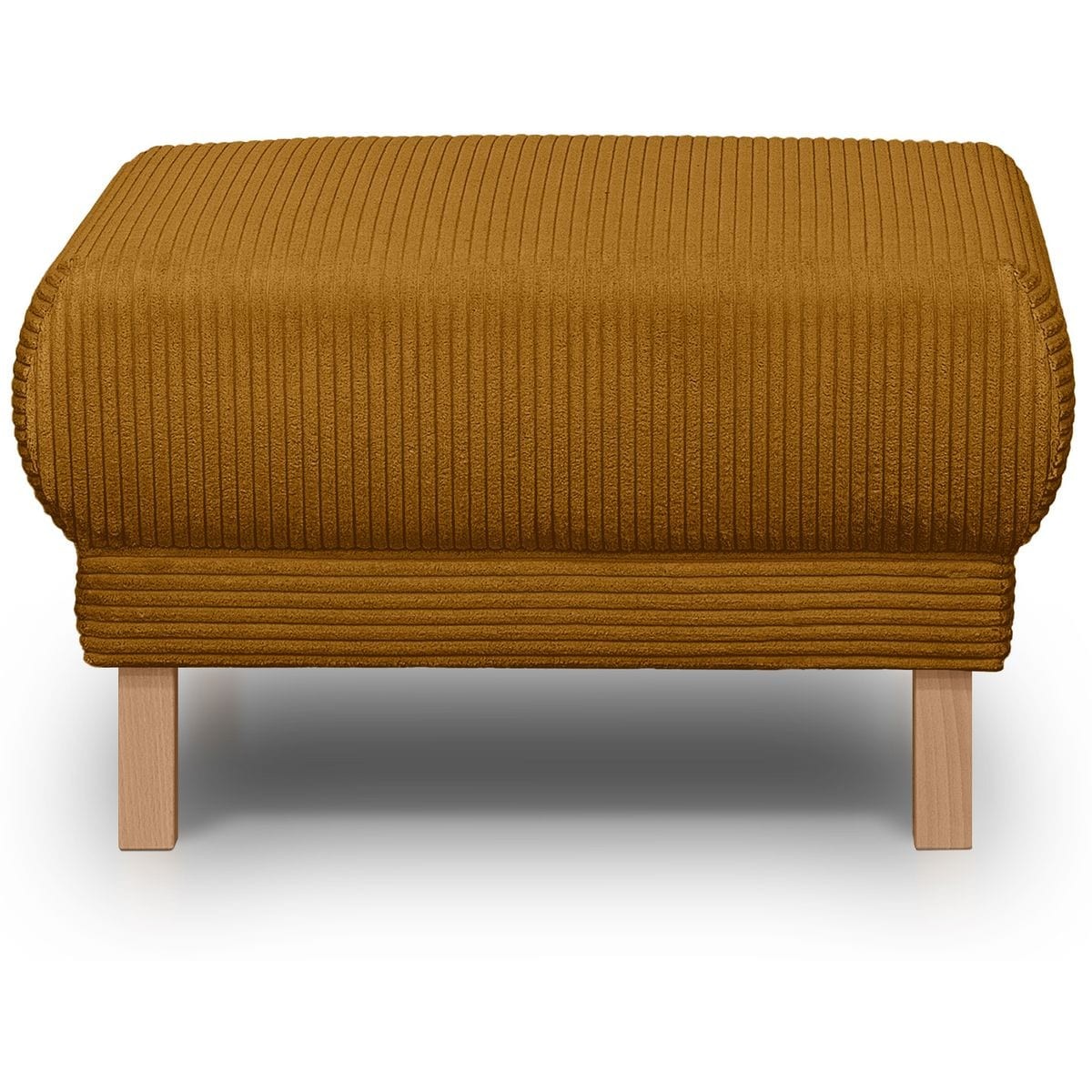 Laria - Pouf en Velours Côtelé - Jaune Moutarde