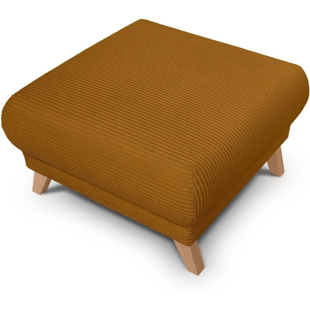 Laria - Pouf en Velours Côtelé - Jaune Moutarde