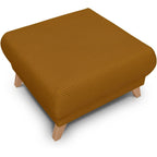 Laria - Pouf en Velours Côtelé - Jaune Moutarde
