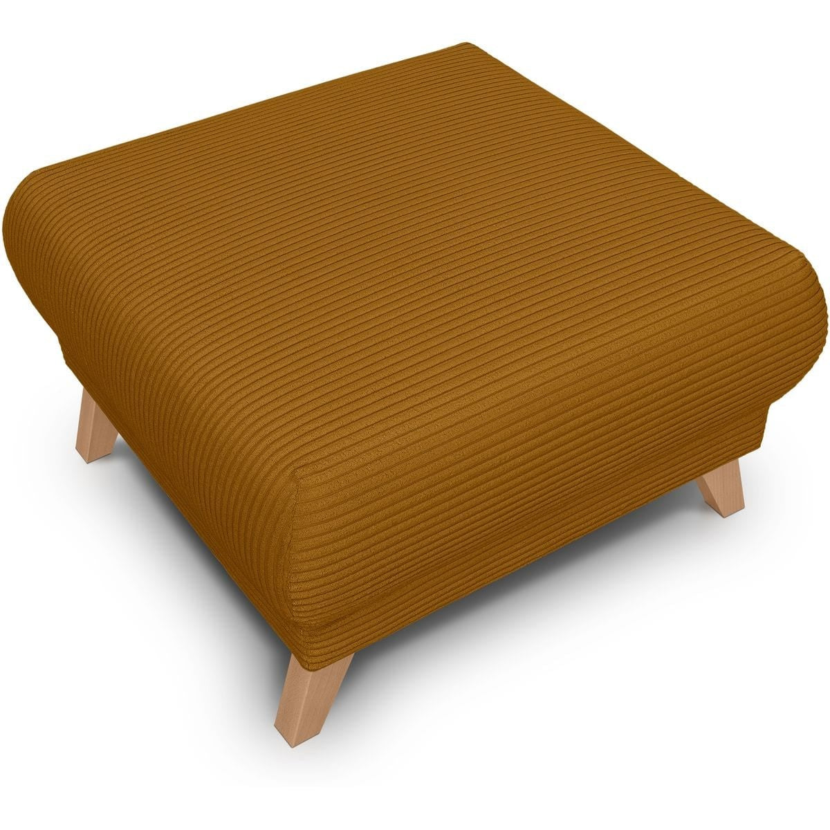Laria - Pouf en Velours Côtelé - Jaune Moutarde