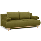 Laria - Canapé Convertible 3 Places avec Coffre de Rangement en Velours - Vert Olive
