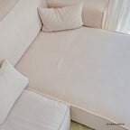 Livia - Canapé d'Angle Convertible Réversible 4 Places avec Coffre de Rangement en Velours Côtelé - Beige