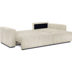 Livia - Canapé d'Angle Convertible Réversible 4 Places avec Coffre de Rangement en Velours Côtelé - Beige