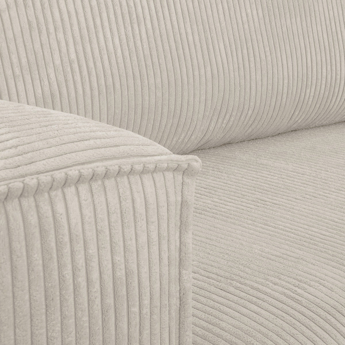 Livia - Canapé d'Angle Convertible Réversible 4 Places avec Coffre de Rangement en Velours Côtelé - Beige
