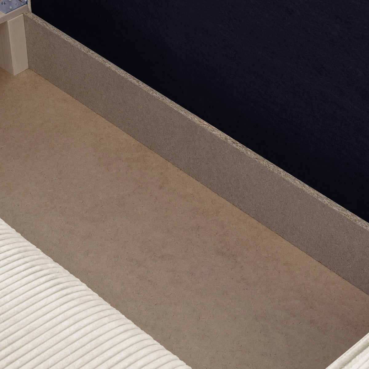 Livia - Canapé d'Angle Convertible Réversible 4 Places avec Coffre de Rangement en Velours Côtelé - Beige