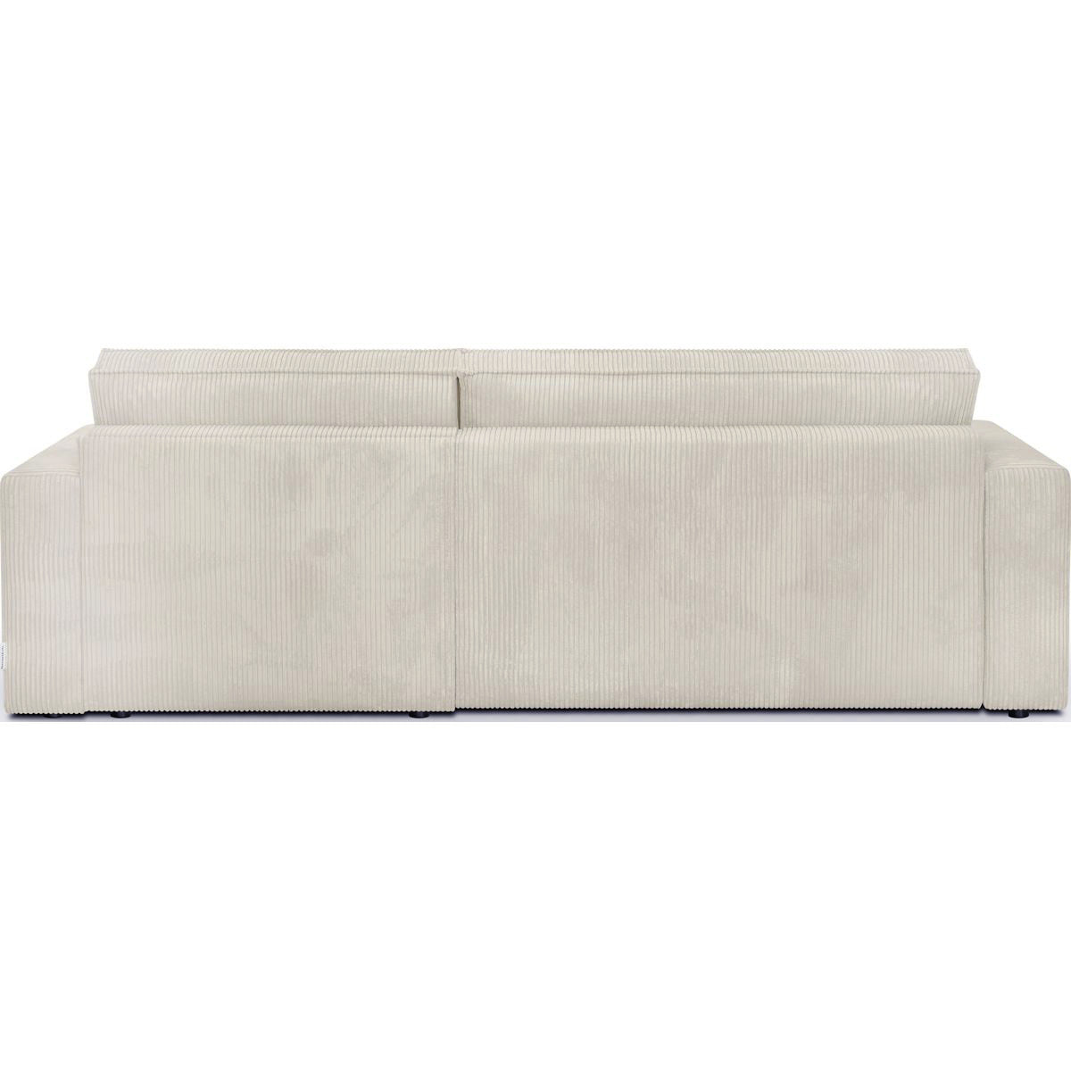 Livia - Canapé d'Angle Convertible Réversible 4 Places avec Coffre de Rangement en Velours Côtelé - Beige