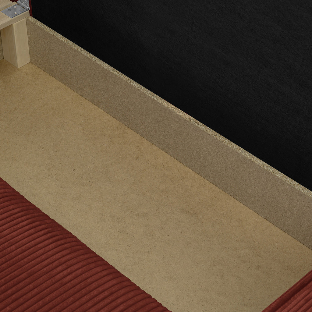 Livia - Canapé d'Angle Convertible Réversible 4 Places avec Coffre de Rangement en Velours Côtelé - Rouille