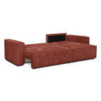 Livia - Canapé d'Angle Convertible Réversible 4 Places avec Coffre de Rangement en Velours Côtelé - Rouille