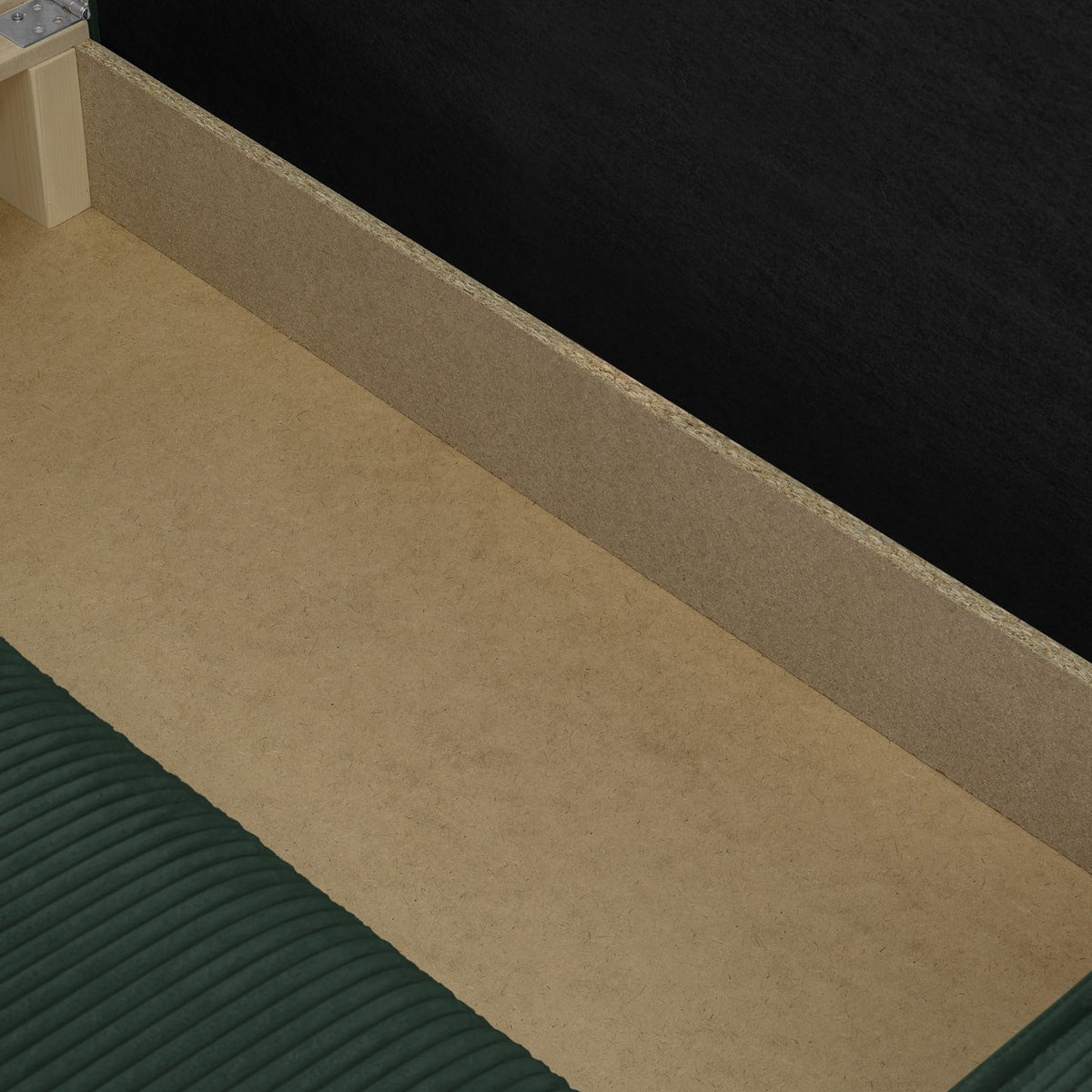 Livia - Canapé d'Angle Convertible Réversible 4 Places avec Coffre de Rangement en Velours Côtelé - Vert Foncé