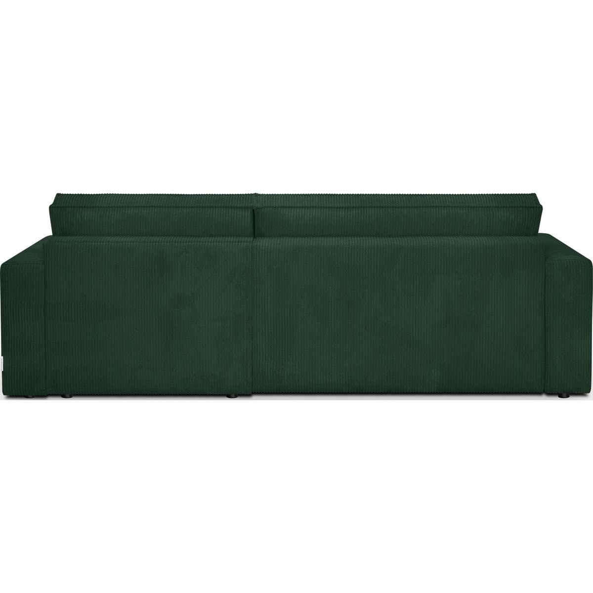 Livia - Canapé d'Angle Convertible Réversible 4 Places avec Coffre de Rangement en Velours Côtelé - Vert Foncé