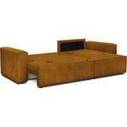 Livia - Canapé d'Angle Convertible Réversible 4 Places avec Coffre de Rangement en Velours Côtelé - Jaune Moutarde