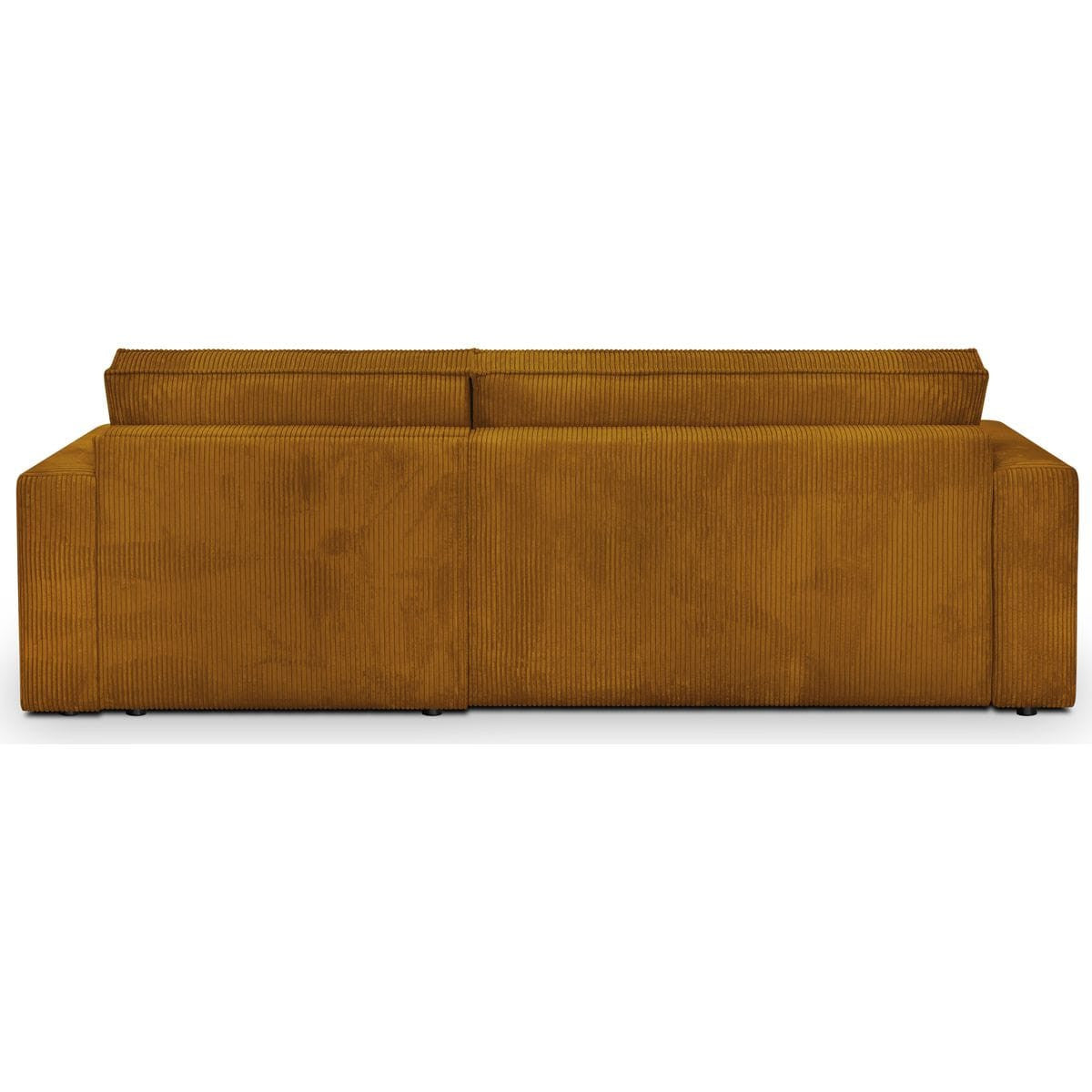 Livia - Canapé d'Angle Convertible Réversible 4 Places avec Coffre de Rangement en Velours Côtelé - Jaune Moutarde