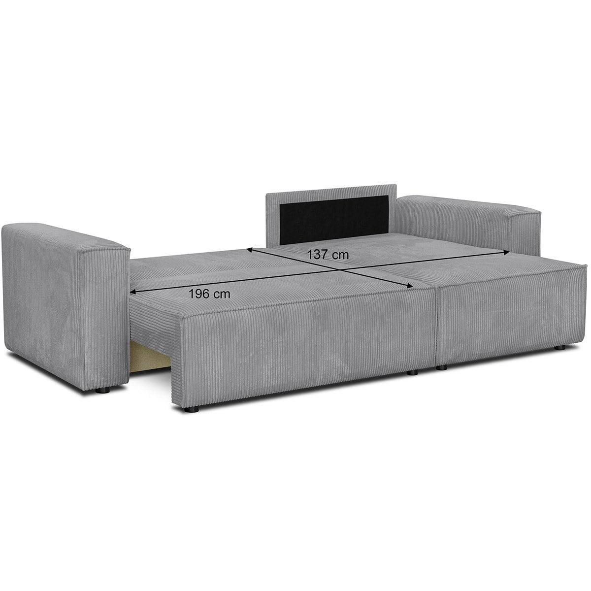 Livia - Canapé d'Angle Convertible Réversible 4 Places avec Coffre de Rangement en Velours Côtelé - Gris Clair
