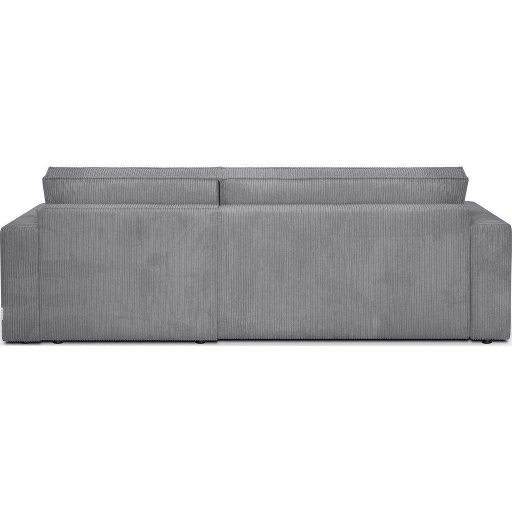 Livia - Canapé d'Angle Convertible Réversible 4 Places avec Coffre de Rangement en Velours Côtelé - Gris Clair