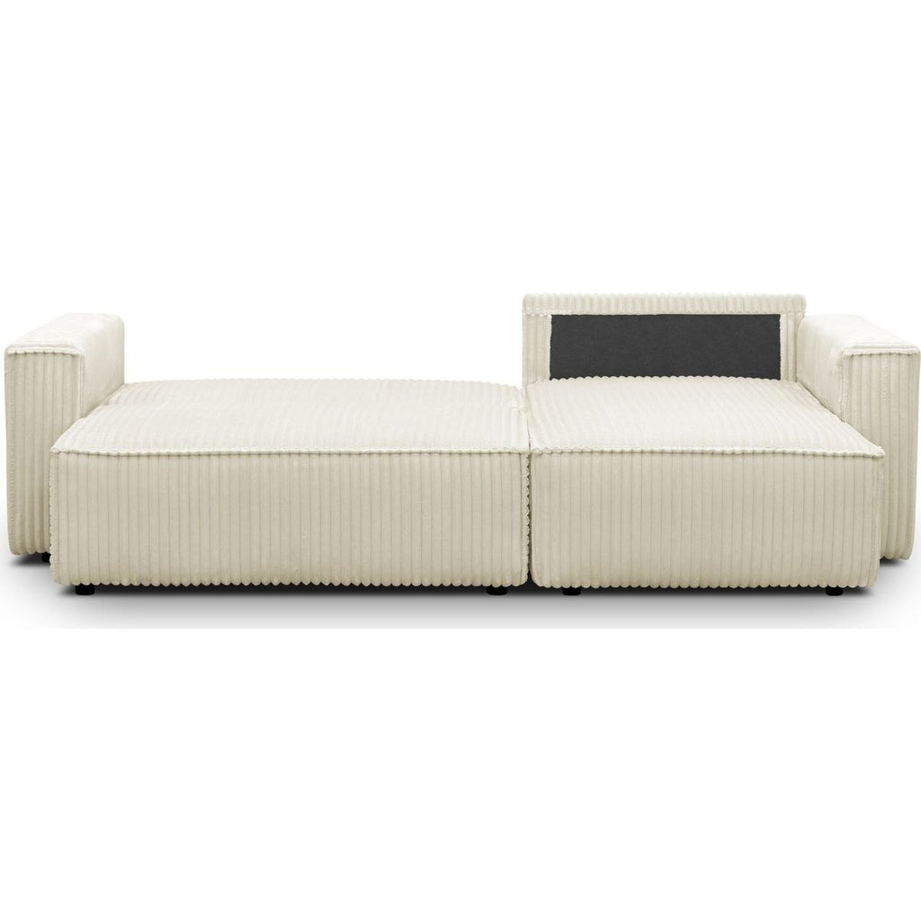 Livia - Canapé d'Angle Convertible Réversible 4 Places en Velours Gros Côtelé - Beige