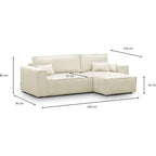 Livia - Canapé d'Angle Convertible Réversible 4 Places en Velours Gros Côtelé - Beige