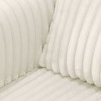 Livia - Canapé d'Angle Convertible Réversible 4 Places en Velours Gros Côtelé - Beige