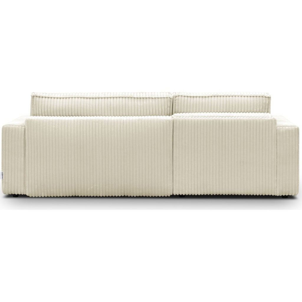Livia - Canapé d'Angle Convertible Réversible 4 Places en Velours Gros Côtelé - Beige