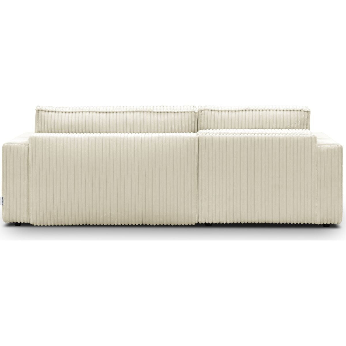 Livia - Canapé d'Angle Convertible Réversible 4 Places en Velours Gros Côtelé - Beige