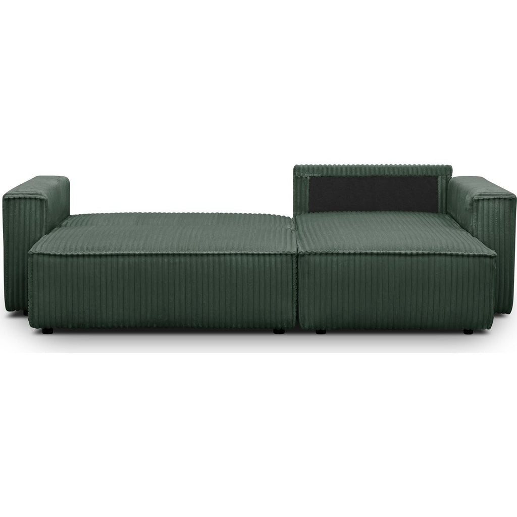 Livia - Canapé d'Angle Convertible Réversible 4 Places en Velours Gros Côtelé - Vert Foncé