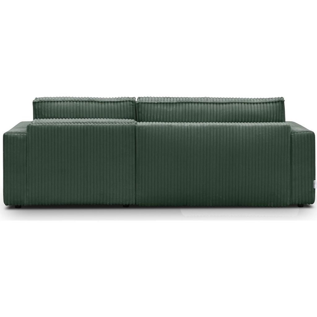 Livia - Canapé d'Angle Convertible Réversible 4 Places en Velours Gros Côtelé - Vert Foncé