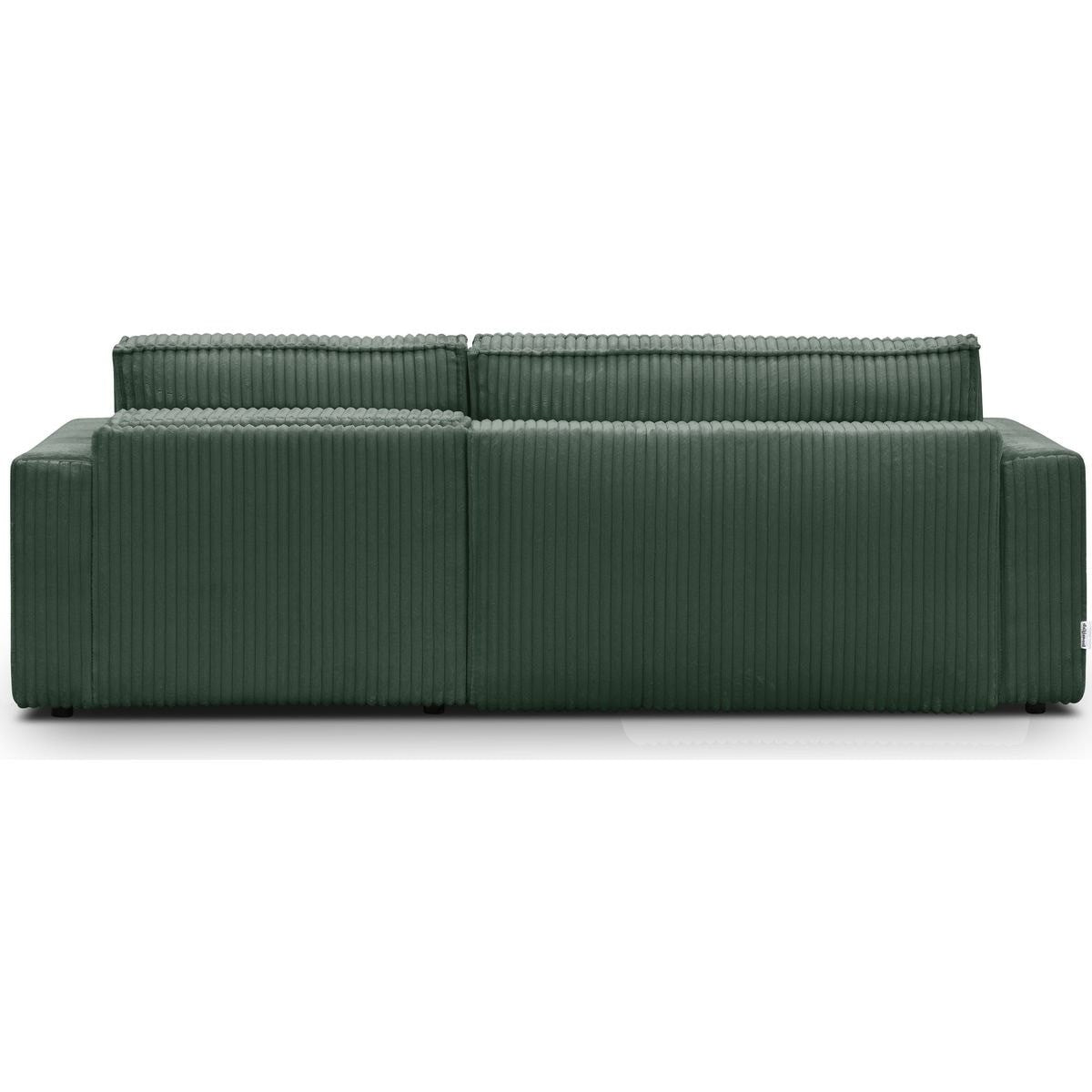 Livia - Canapé d'Angle Convertible Réversible 4 Places en Velours Gros Côtelé - Vert Foncé