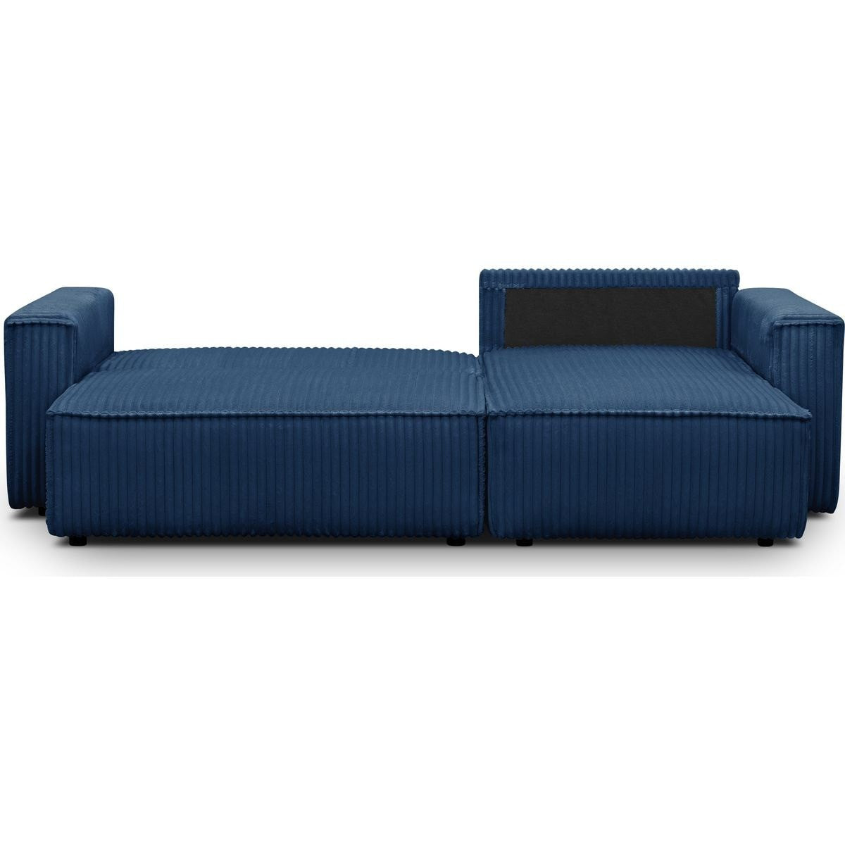 Livia - Canapé d'Angle Convertible Réversible 4 Places en Velours Gros Côtelé - Bleu Foncé