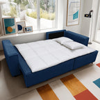 Livia - Canapé d'Angle Convertible Réversible 4 Places en Velours Gros Côtelé - Bleu Foncé