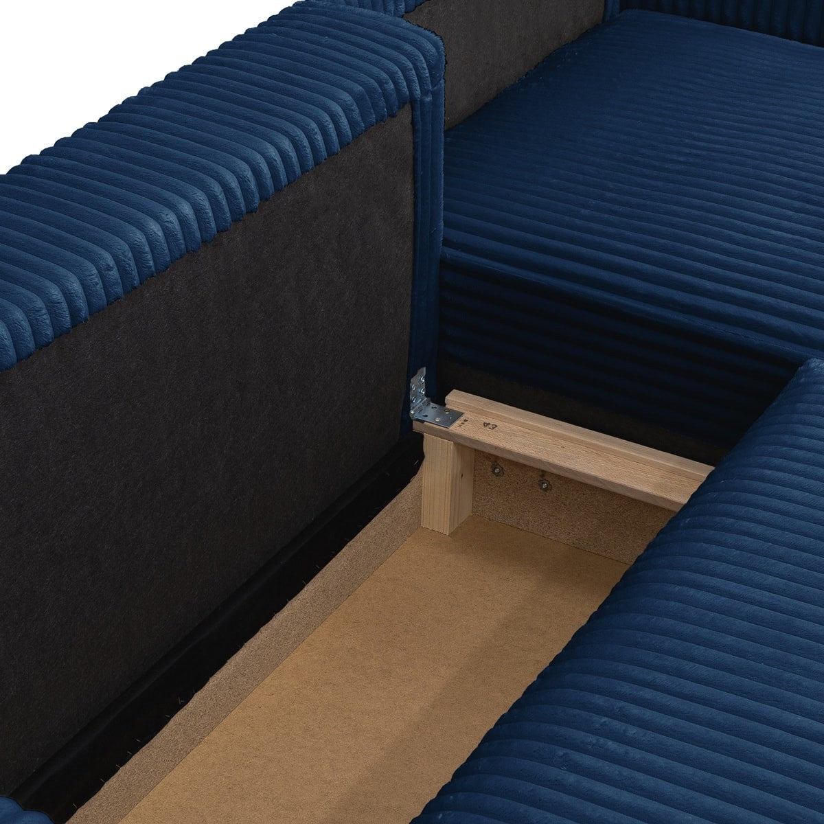 Livia - Canapé d'Angle Convertible Réversible 4 Places en Velours Gros Côtelé - Bleu Foncé