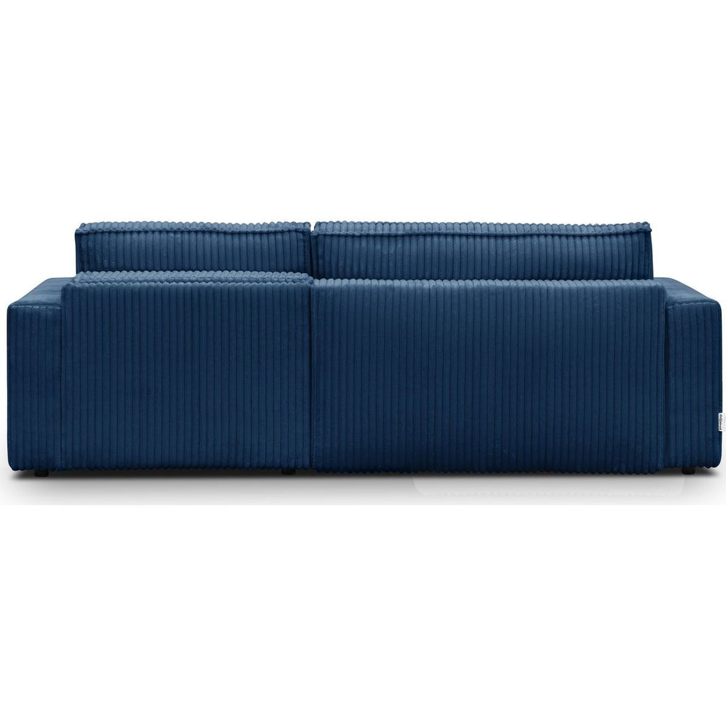 Livia - Canapé d'Angle Convertible Réversible 4 Places en Velours Gros Côtelé - Bleu Foncé