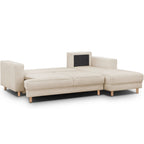 Marceau - Canapé d'Angle à Droite Convertible 4 Places en Tissu Chenille - Beige