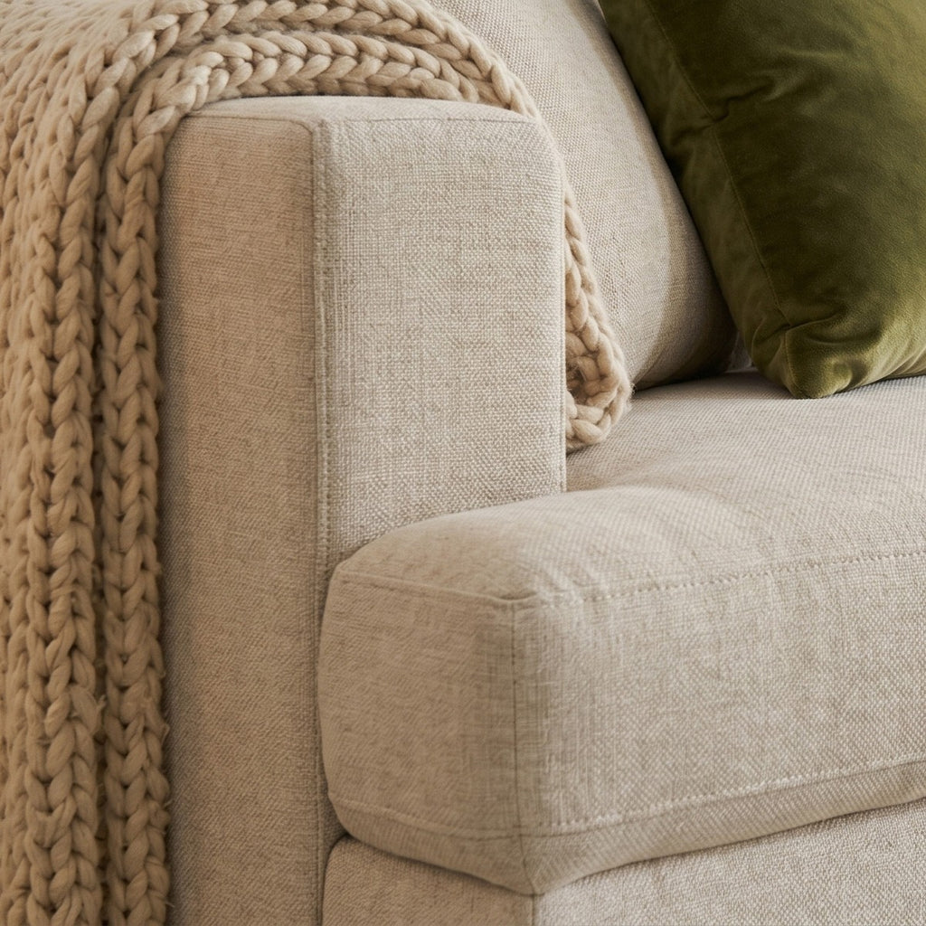 Marceau - Canapé d'Angle à Droite Convertible 4 Places en Tissu Chenille - Beige