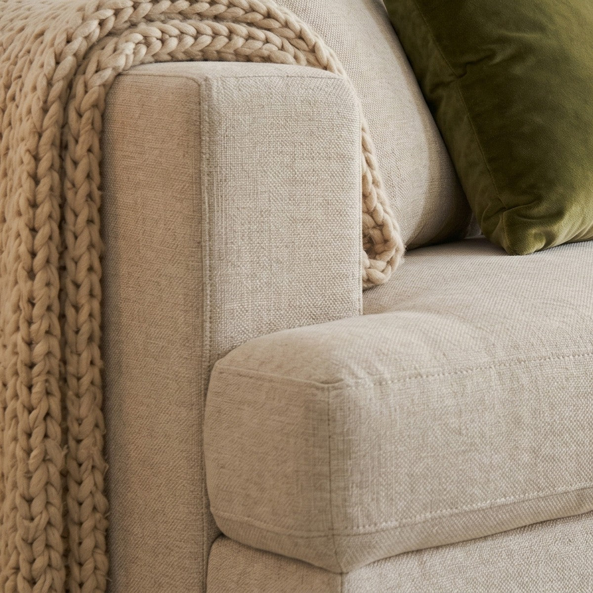 Marceau - Canapé d'Angle à Droite Convertible 4 Places en Tissu Chenille - Beige