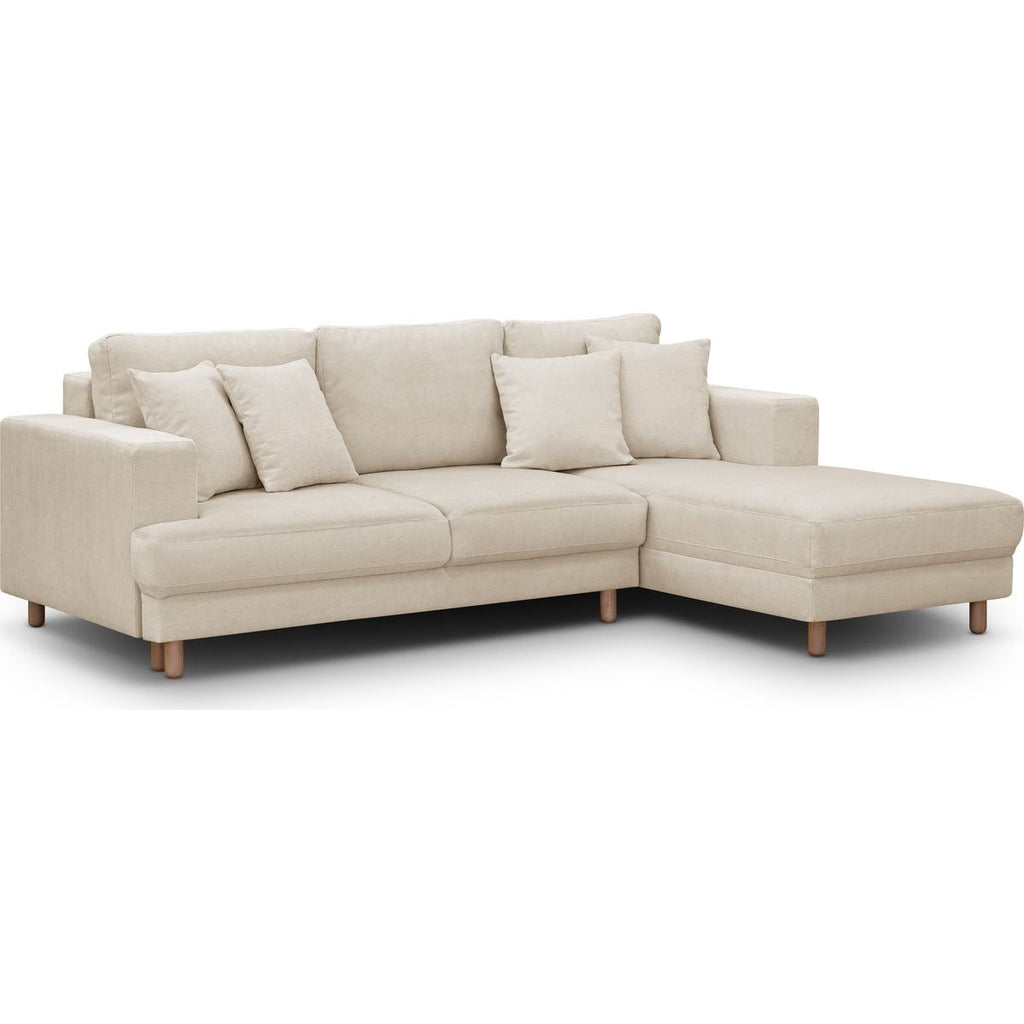 Marceau - Canapé d'Angle à Droite Convertible 4 Places en Tissu Chenille - Beige