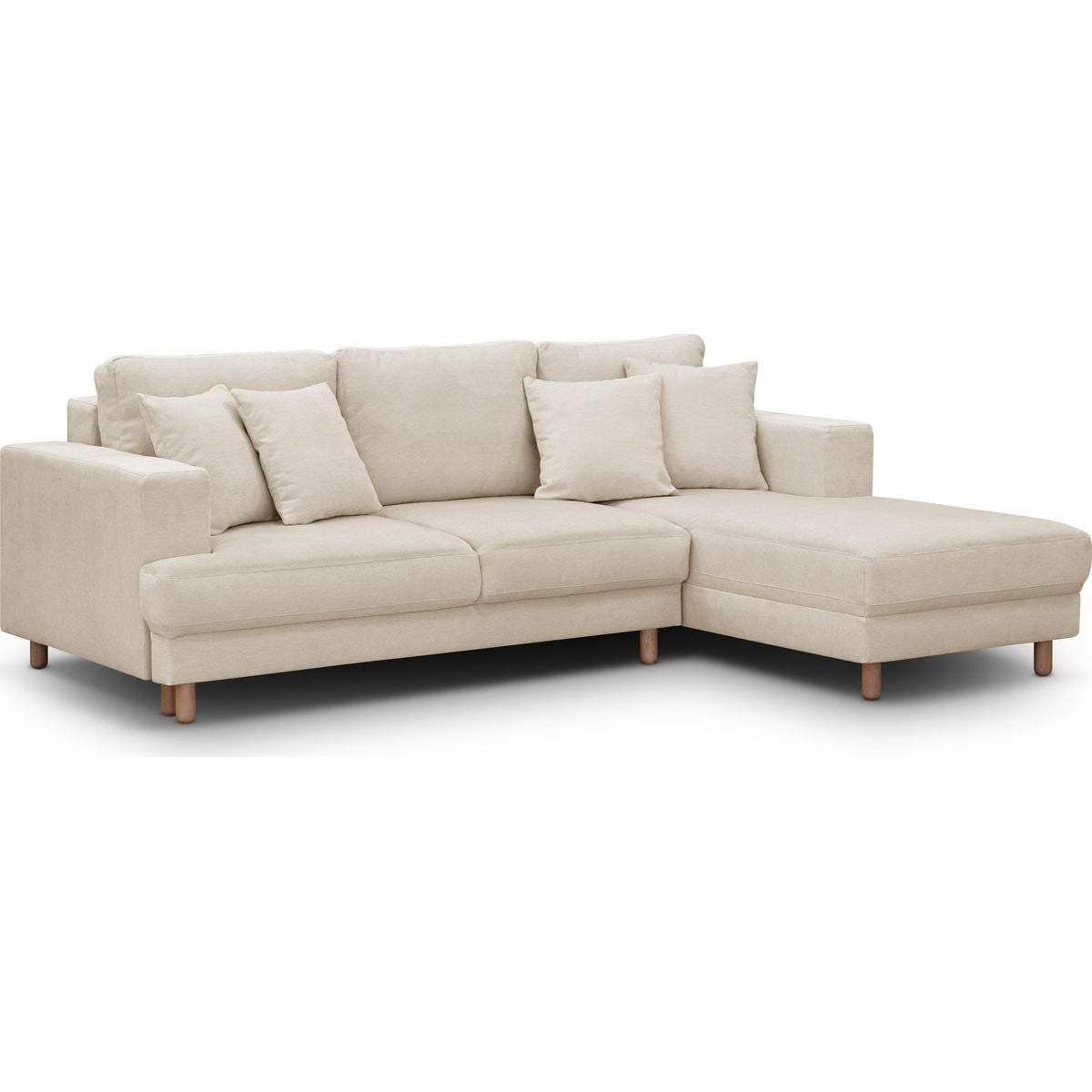 Marceau - Canapé d'Angle à Droite Convertible 4 Places en Tissu Chenille - Beige