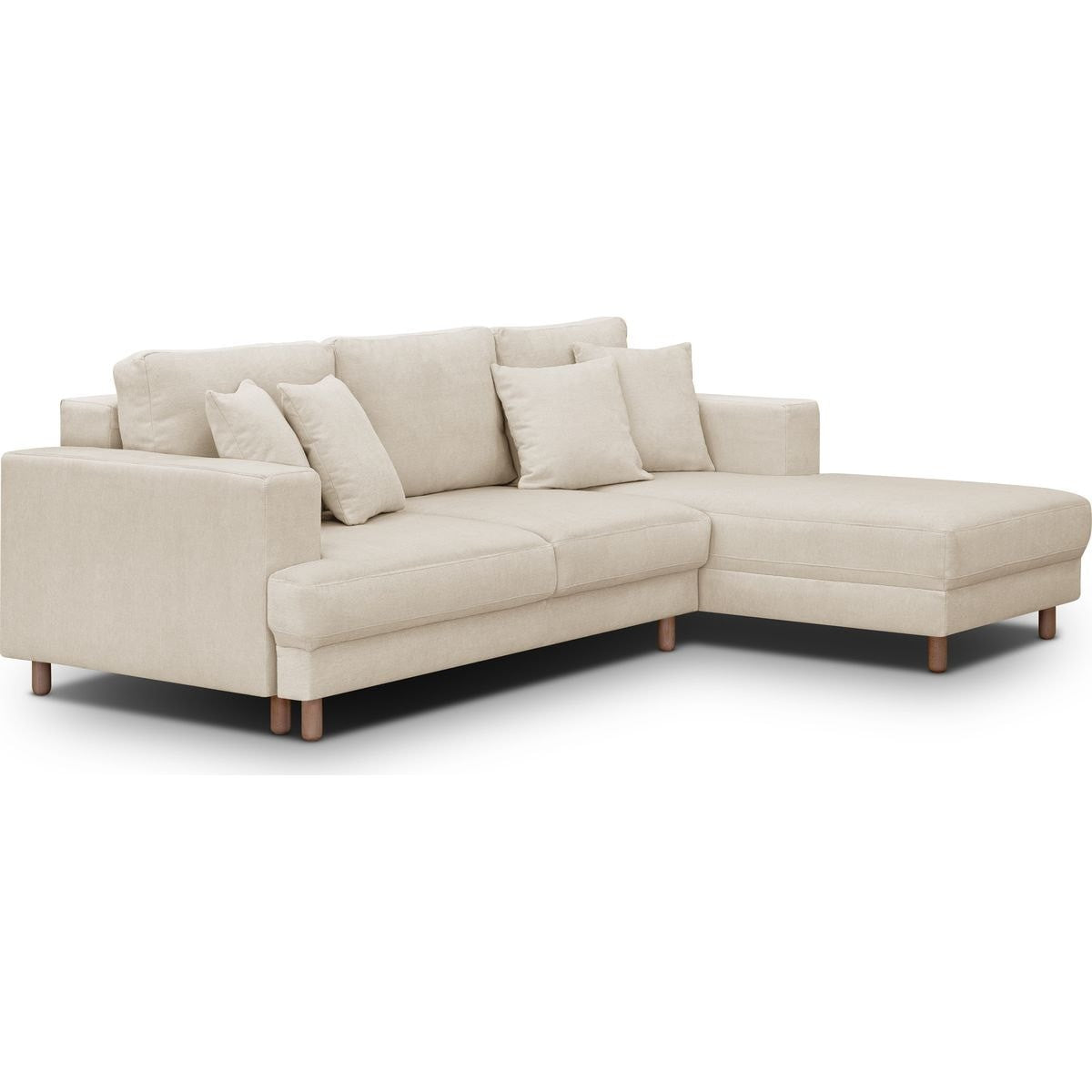 Marceau - Canapé d'Angle à Droite Convertible 4 Places en Tissu Chenille - Beige