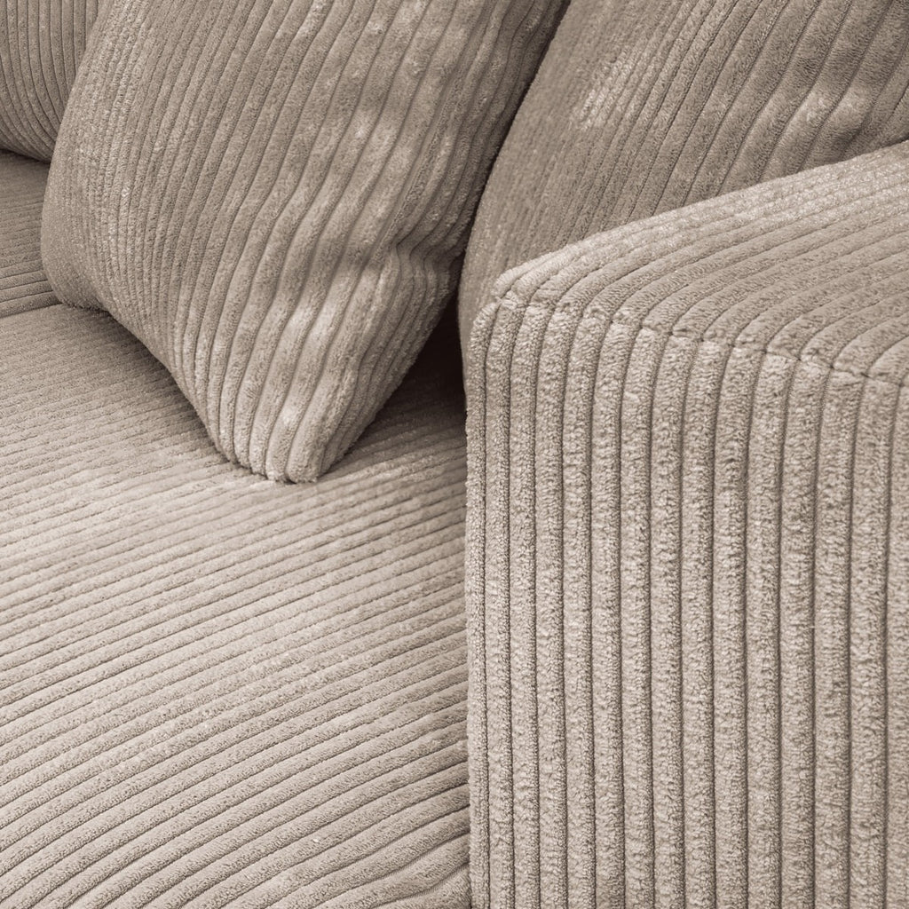 Marceau - Canapé d'Angle à Gauche Convertible 4 Places en Velours Côtelé - Taupe