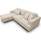 Marceau - Canapé d'Angle à Gauche Convertible 4 Places en Tissu Chenille - Beige