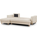 Marceau - Canapé d'Angle à Gauche Convertible 4 Places en Tissu Chenille - Beige