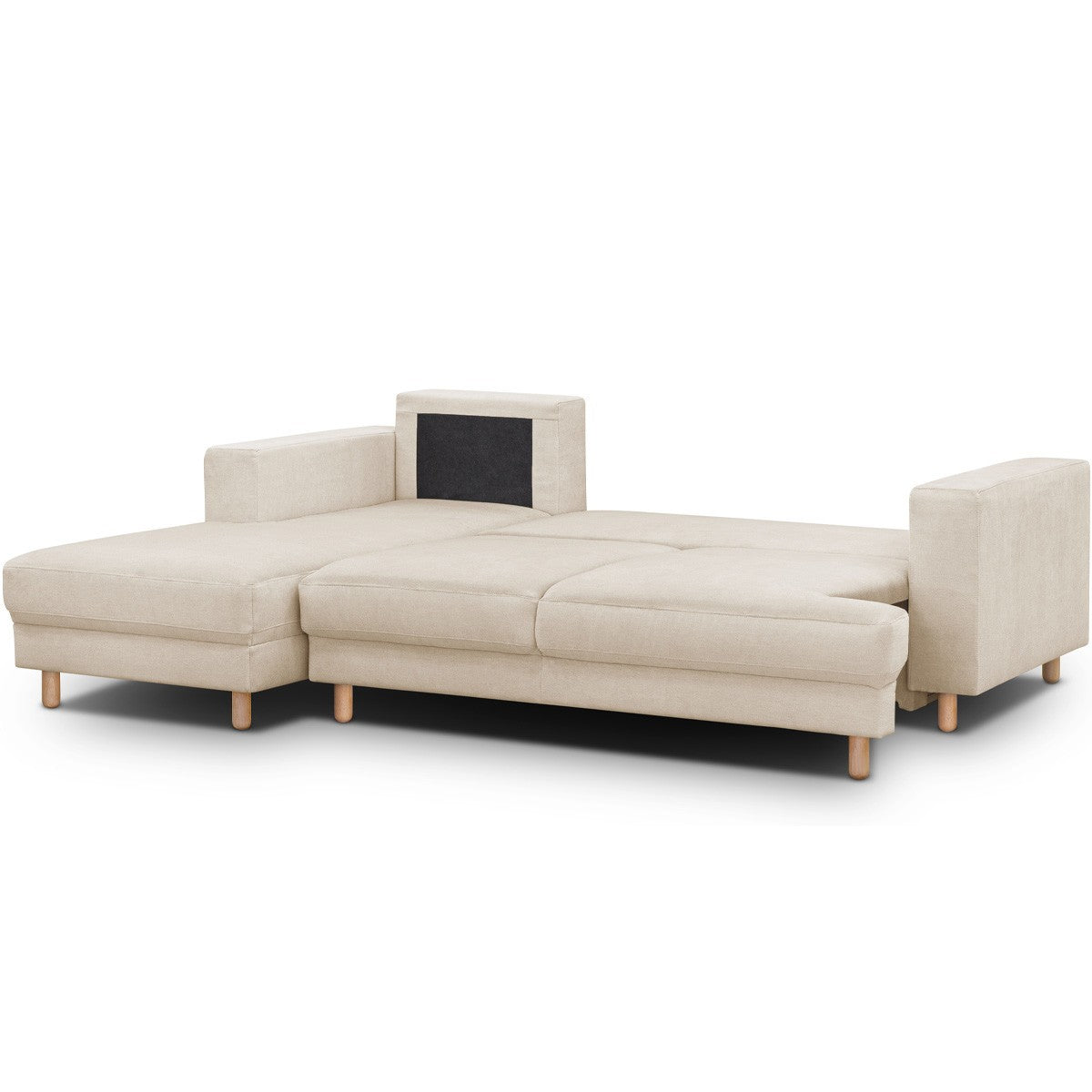 Marceau - Canapé d'Angle à Gauche Convertible 4 Places en Tissu Chenille - Beige