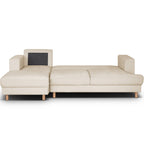 Marceau - Canapé d'Angle à Gauche Convertible 4 Places en Tissu Chenille - Beige