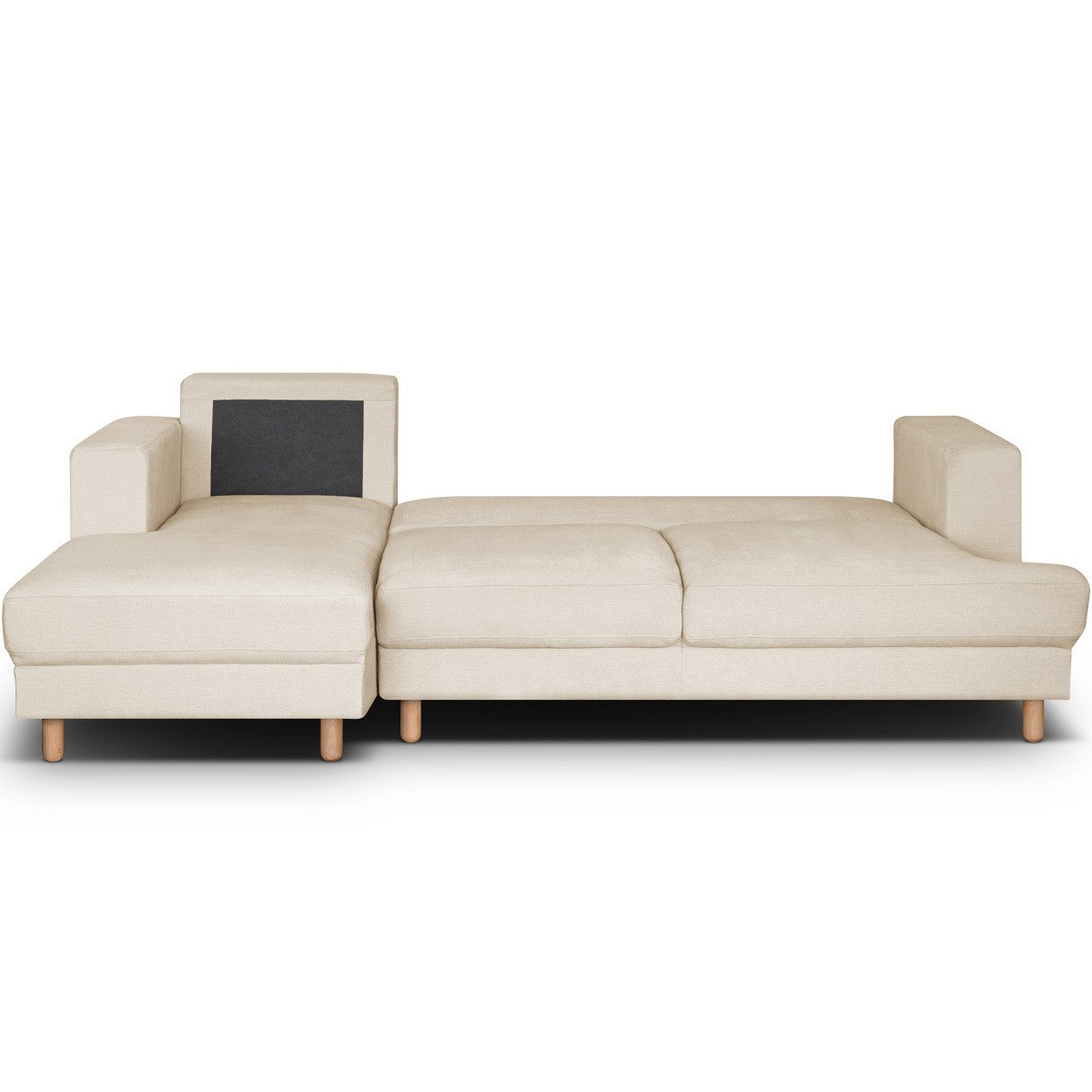 Marceau - Canapé d'Angle à Gauche Convertible 4 Places en Tissu Chenille - Beige