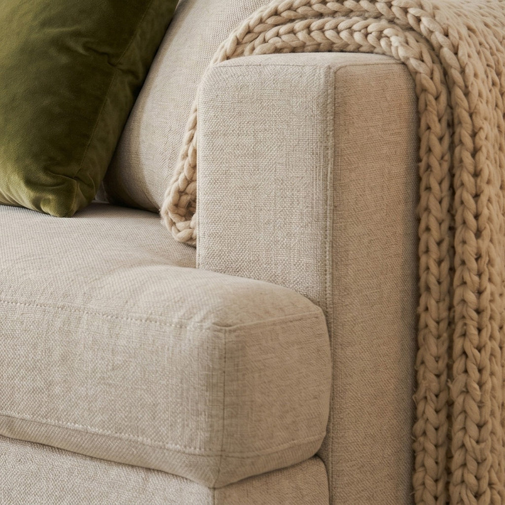 Marceau - Canapé d'Angle à Gauche Convertible 4 Places en Tissu Chenille - Beige